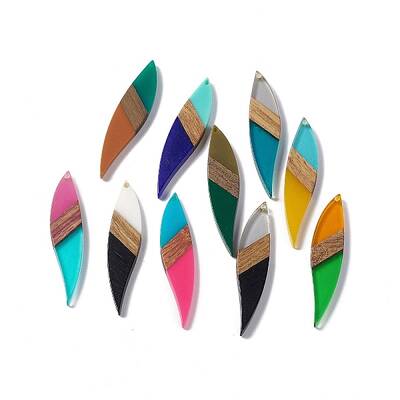 Opaque Resin & Walnut Wood Big Pendants