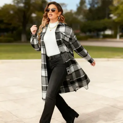 Womens Plus Size Flannel Plaid Shirts