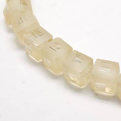 Frosted Crystal Glass Cube Beads Strands