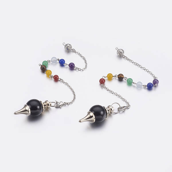 Natural Dyed & Heated Black Agate Sphere Dowsing Pendulums