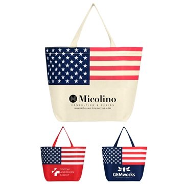 150 Promotional American Flag Non-Woven Tote Bag - Reusable & ...