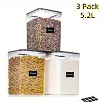 NW3Lbs 3 Pack 5.2L/176oz Large Airtight Food Storage Containers with Lids - BPA-Free Plastic for Flour, Sugar & More, Dishwas...