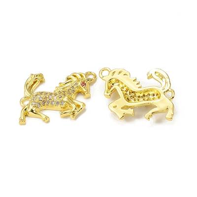 Brass Micro Pave Clear Cubic Zirconia Connector Charms