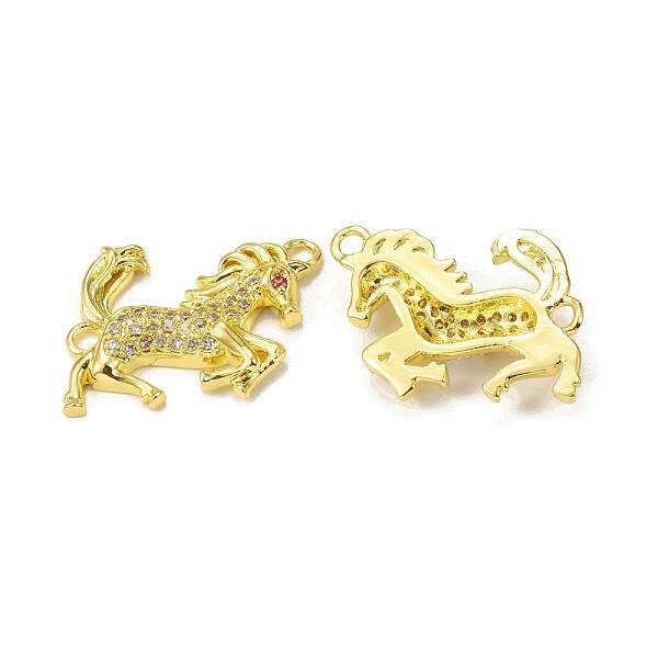 Brass Micro Pave Clear Cubic Zirconia Connector Charms
