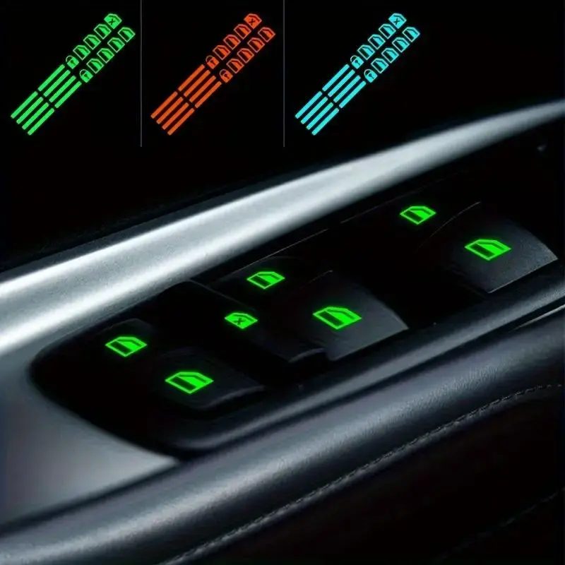 Car Door Interior Panel Window Console Button Switch Decal Luminous Sticker, Car Window Control Panel Button Switch Glow Stic...