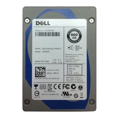 0DPF1J Dell 800GB Single-Level Cell SAS 6Gb/s Hot-Pluggable 2.5-Inch Solid State Drive for PowerEdge Servers