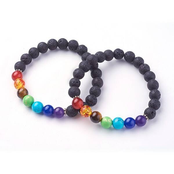 Natural Lava Rock Beads Stretch Bracelets