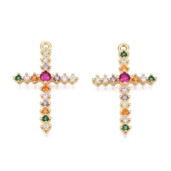 Brass Micro Pave Clear Cubic Zirconia Pendants
