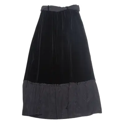 WEBER Belted Womens A-Line Skirt Black Long Velvet M