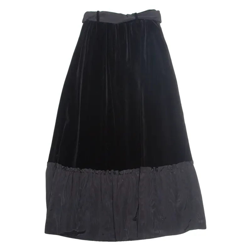 WEBER Belted Womens A-Line Skirt Black Long Velvet M