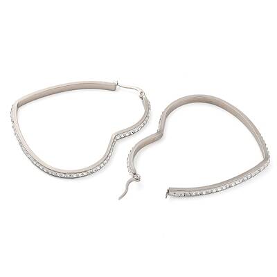 304 Stainless Steel Heart Hoop Earrings