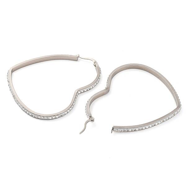 304 Stainless Steel Heart Hoop Earrings