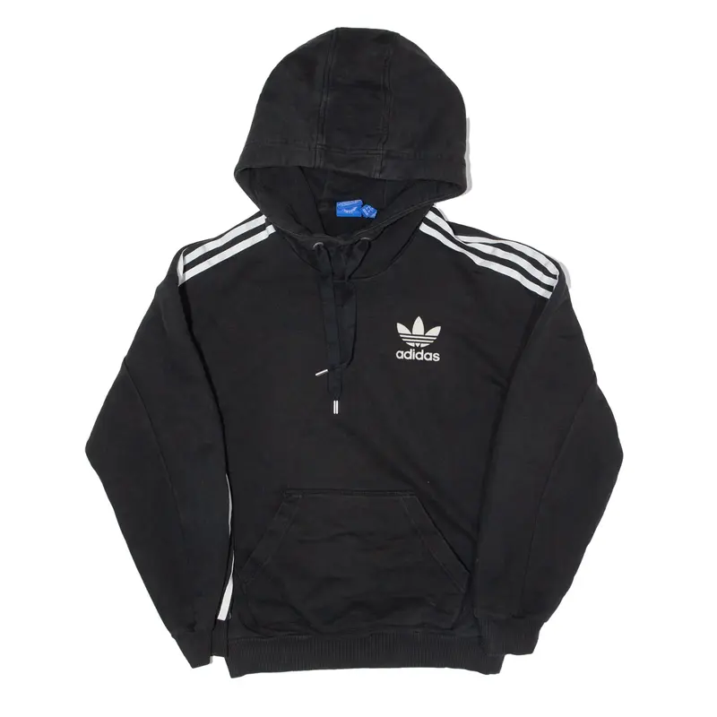 ADIDAS Relaxed Fit Hoodie Black Pullover Womens UK 6