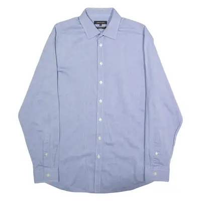 JAEGER Mens Plain Shirt Blue Long Sleeve XL