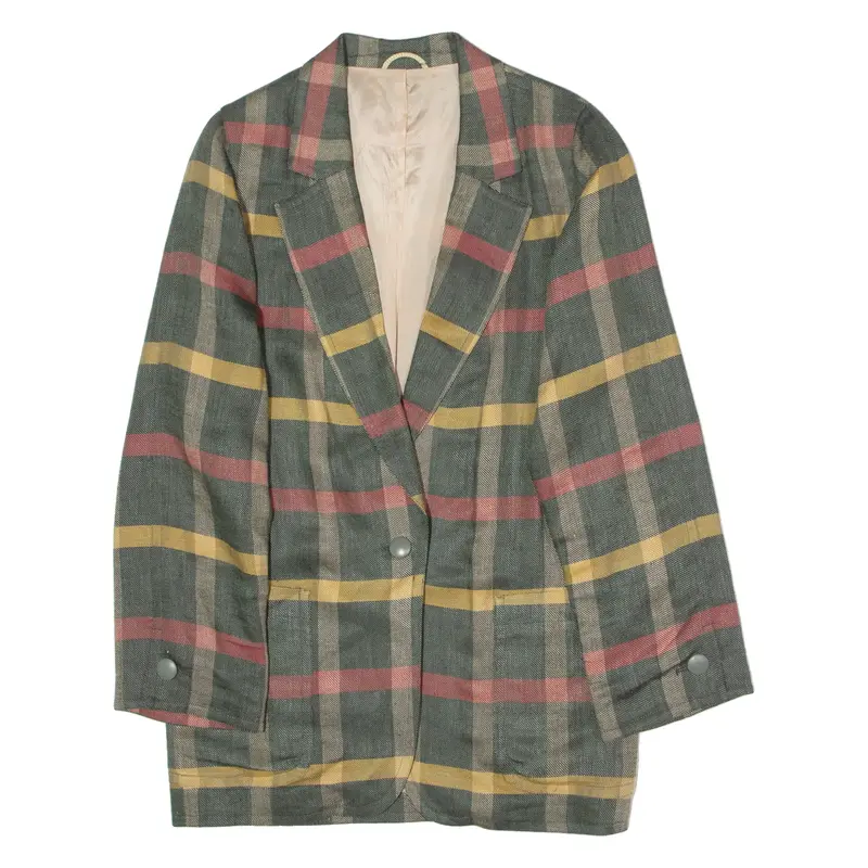 JOSEPH JANARD Womens Blazer Jacket Green Linen Check UK 8