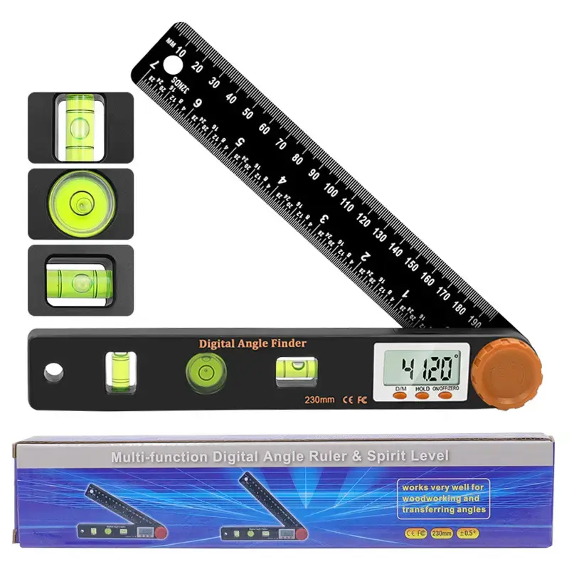 【PWDET】2 in 1 Angle Finder Ruler with 7 Inch/200mm Angle Measuring Tool for Woodworking/Carpenter/Construction/DIY Measur...