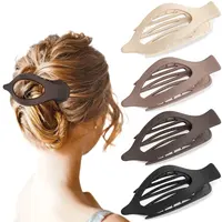 4-Piece Set of Large Flat Hair Clips for Women & Girls. French Concord Lay - Down Claw Clips for Thick/Thin Hair. Comfortable...