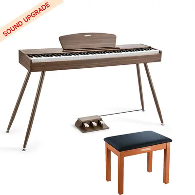 Donner DDP-80 Wooden Digital Piano - Walnut Sound Upgrade / Piano+Wooden Bench