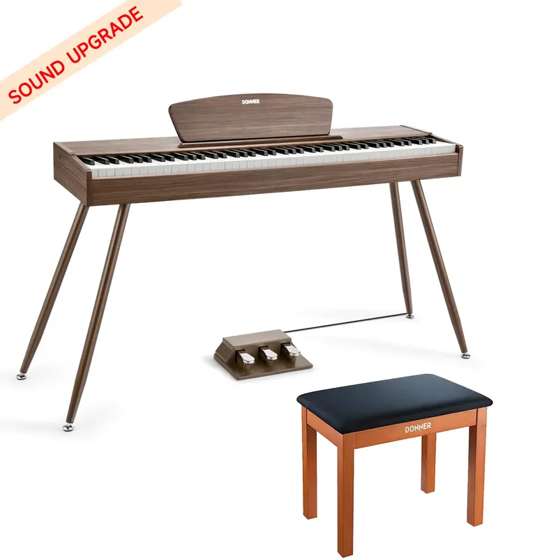 Donner DDP-80 Wooden Digital Piano - Walnut Sound Upgrade / Piano+Wooden Bench