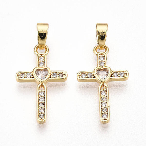 Brass Micro Pave Cubic Zirconia Pendants