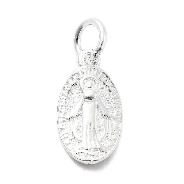 925 Sterling Silver Oval Miraculous Medal Virgin Charms