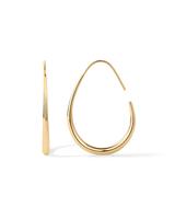 PAVOI 14K Gold Plated 925 Sterling Silver Post Lightweight Teardrop Hoop Earrings for Women - Oval Pull-Through Statement Ear...