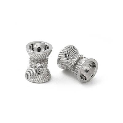 Brass Micro Pave Cubic Zirconia Beads