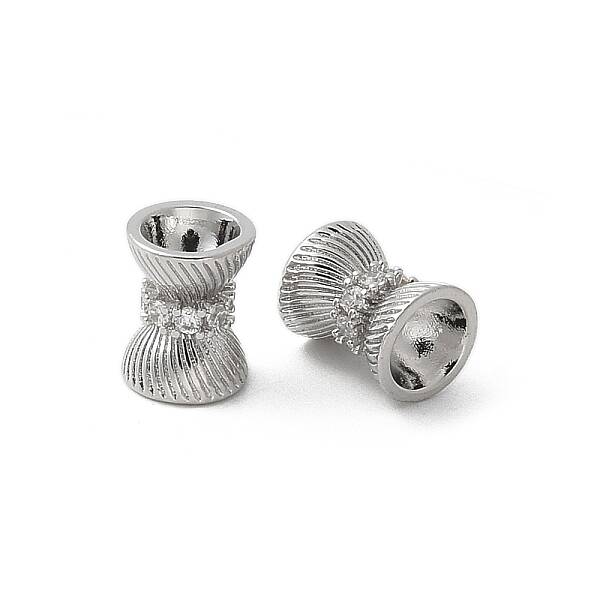 Brass Micro Pave Cubic Zirconia Beads