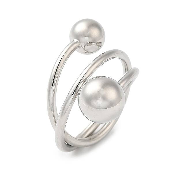 Rack Plating Brass Round Ball Cuff Rings