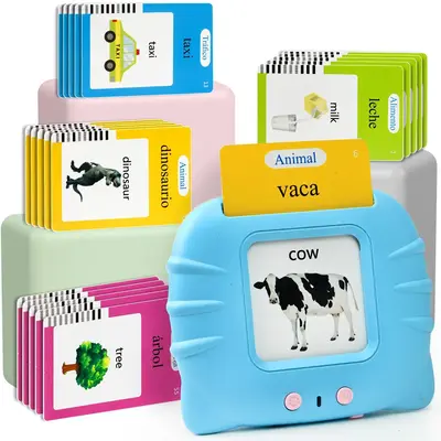 Bilingual English & Spanish Interactive Talking Flash Cards Learning Toy for Toddlers and Preschoolers 224 Vibrant Words, Lig...