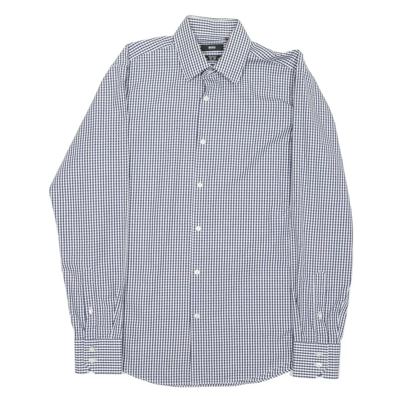 BOSS Regular Fit Mens Shirt Black Gingham Long Sleeve M
