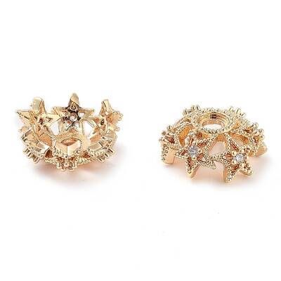 Brass Micro Pave Clear Cubic Zirconia Bead Caps