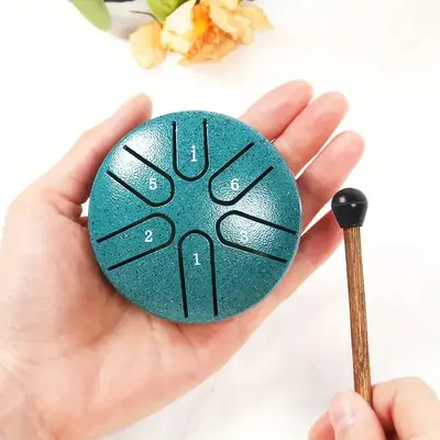 6 Tone Steel Tongue Drum, Portable Mini Steel Drum with Drumsticks, Musical Instrument for Relaxation, Camping, Meditation, Y...
