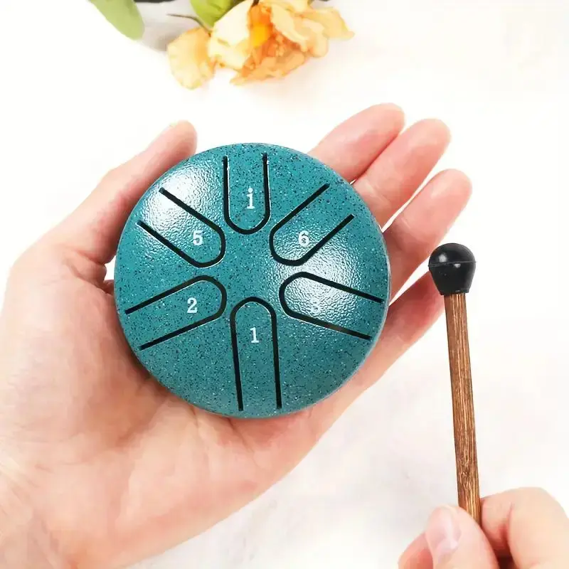 6 Tone Steel Tongue Drum, Portable Mini Steel Drum with Drumsticks, Musical Instrument for Relaxation, Camping, Meditation, Y...