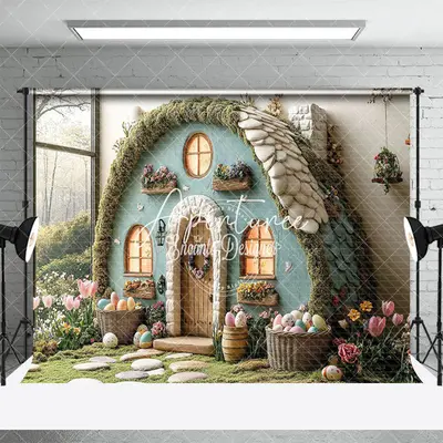 Aperturee Spring Greeneryhouse Eggs Floral Easter Backdrop, 3X2FT(1MX0.6M), 14 USD, easter backdrops, ENHD2J93-M