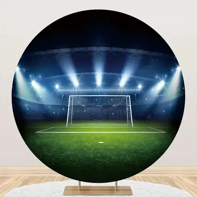 Round Football Stadium Light Night Birthday Bakcdrop - Aperturee
