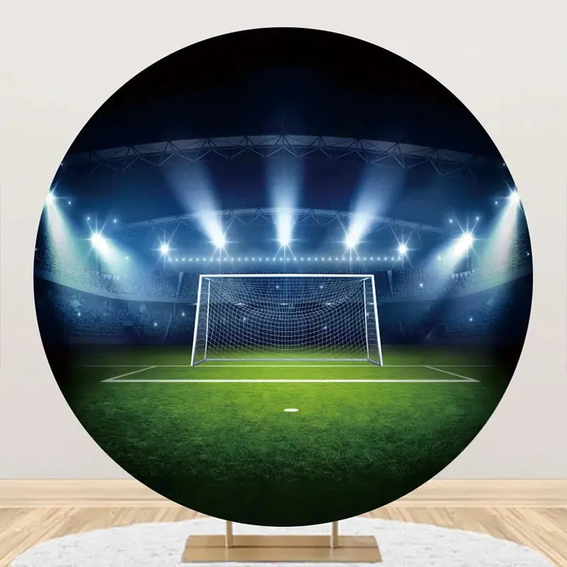 Round Football Stadium Light Night Birthday Bakcdrop - Aperturee