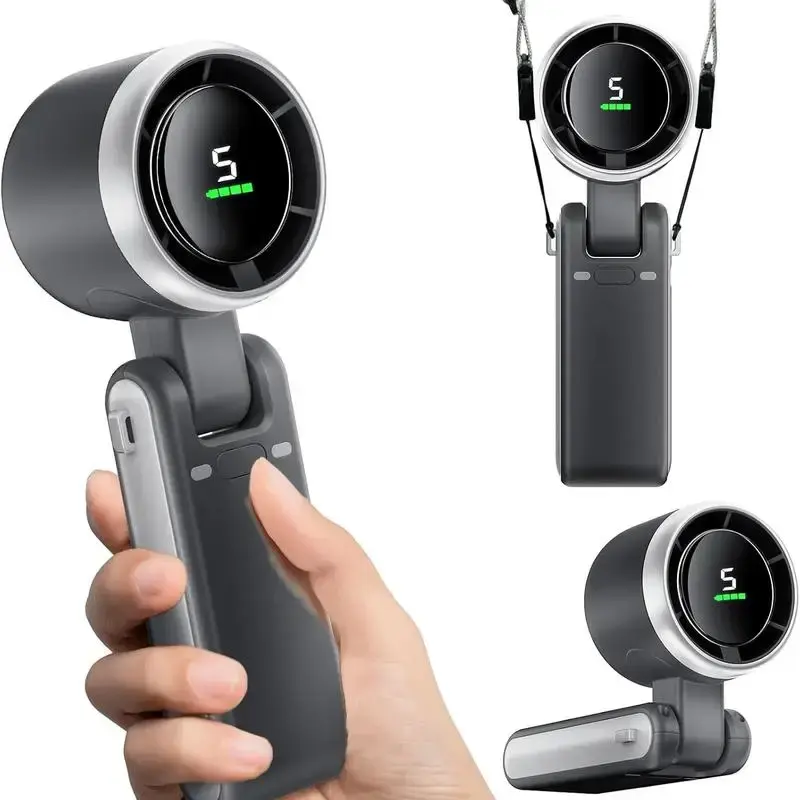 Portable Handheld Turbo Fan, 5 Gear Wind,4000mAh Battery Operated, Up to 10 Working Hours, 3 IN 1 Hand Fan Rechargeable with ...