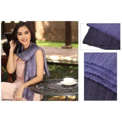 NOVICA Bold Lily Silk Scarf