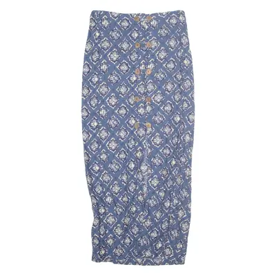 PASSPORTS Womens Straight Skirt Blue Long Crazy Pattern M