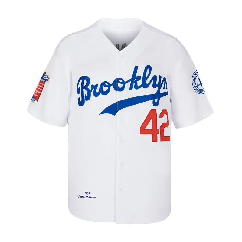 Brooklyn Baseball Jersey #42 Vintage Embroidered Retro Hip Hop Black Boyfriend Style Mesh Polyester
