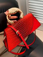 Women's Elegant Crocodile Embossed Crossbody Bag, Fashionable Solid Color Shoulder Bag for Daily Used, Casual Trendy Versatil...