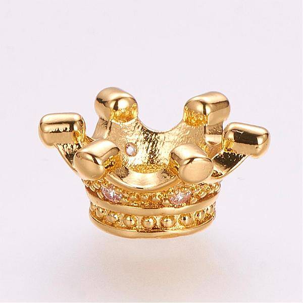 Brass Micro Pave Cubic Zirconia Beads