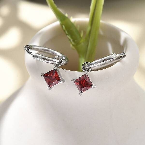 304 Stainless Steel Micro Pave Cubic Zirconia Hoop Earrings