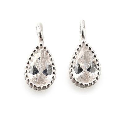 925 Sterling Silver Pave Clear Cubic Zirconia Charms