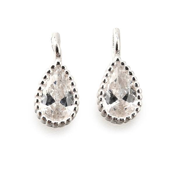 925 Sterling Silver Pave Clear Cubic Zirconia Charms