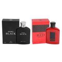 Men's Cologne Bundle - Double Black Men Spray Cologne and Double Red Essential Spray Cologne Bundle- 100ml/3.3fl.oz. men colo...