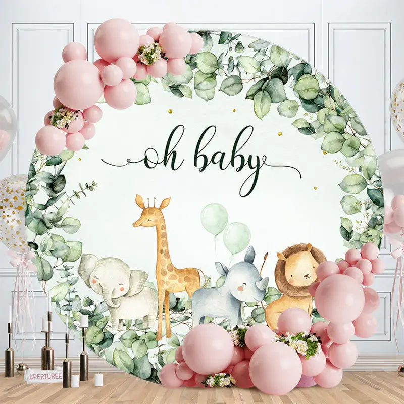 Aperturee Safari Leaf Balloons Green Baby Shower Backdrop