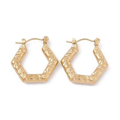 304 Stainless Steel Hexagon Hoop Earrings for Women