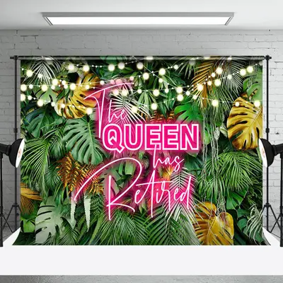 Light Monstera Neon The Queen Has Retired Backdrop - Aperturee